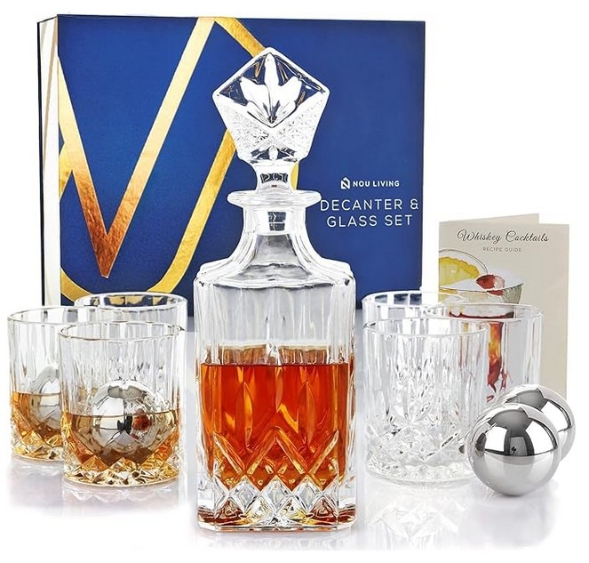 Crystal Whisky Decanter Set with Glasses
